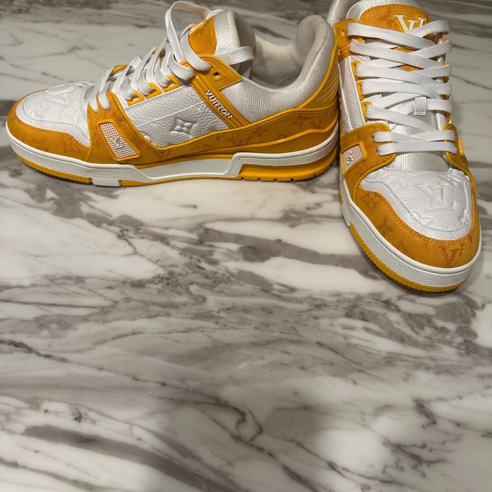 Louis Vuitton White and Orange Retro Sneakers